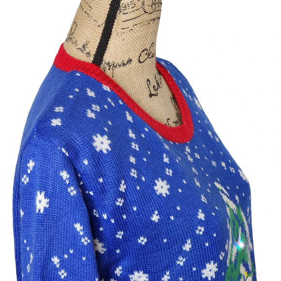 Jolly Sweaters Funny Light Up Ugly Christmas Sweater Snowman Attacks Snowman Lg - Picture 6 of 11